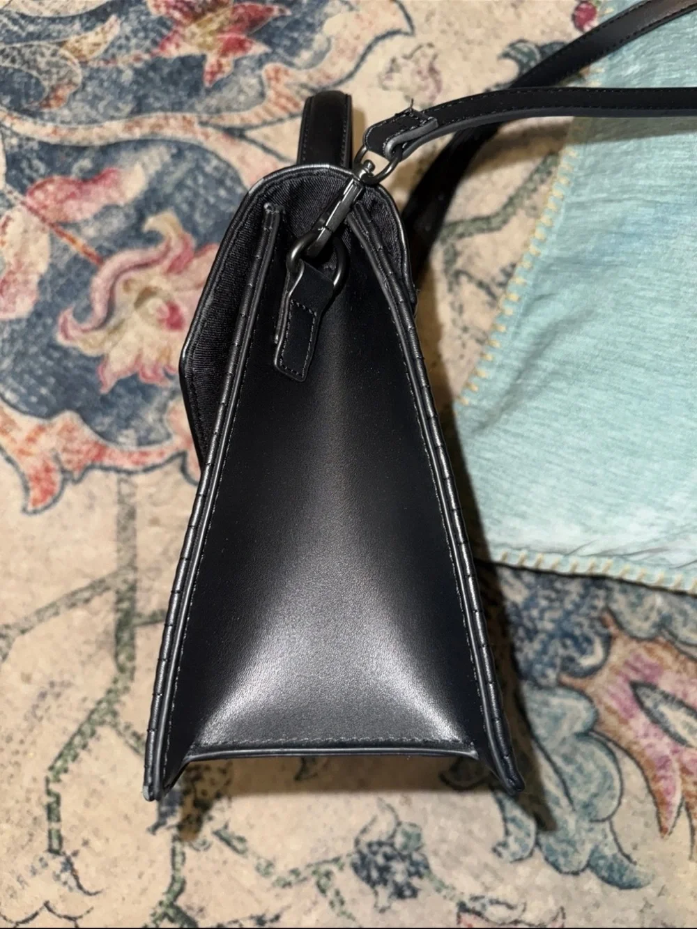 ALDO Black Quilted Chain-Accent Crossbody Satchel